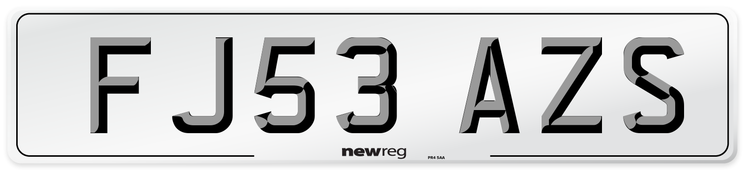FJ53 AZS Number Plate from New Reg